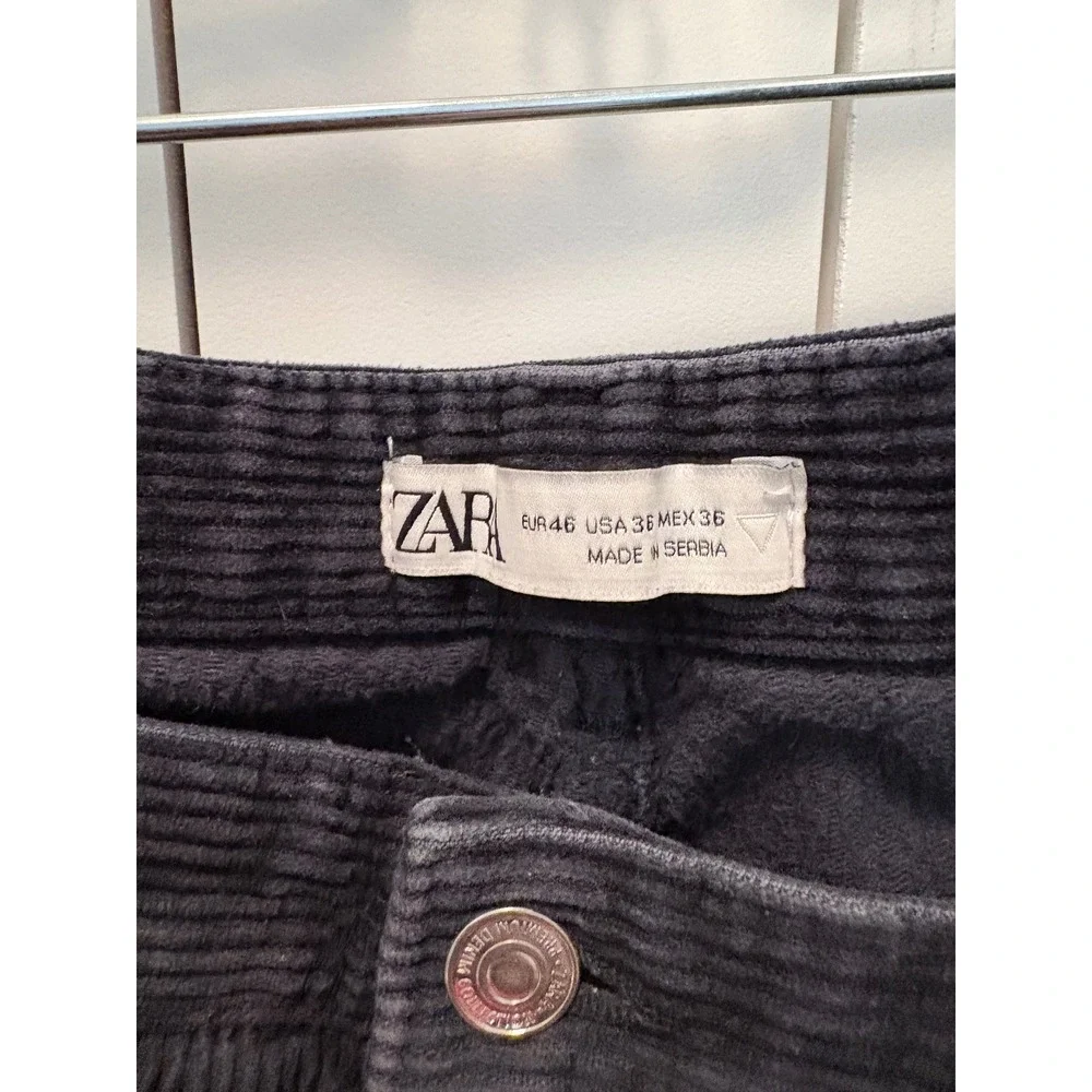 Zara Corduroy Pants Mens 36 Black Raw Hem Dark Academia Grunge